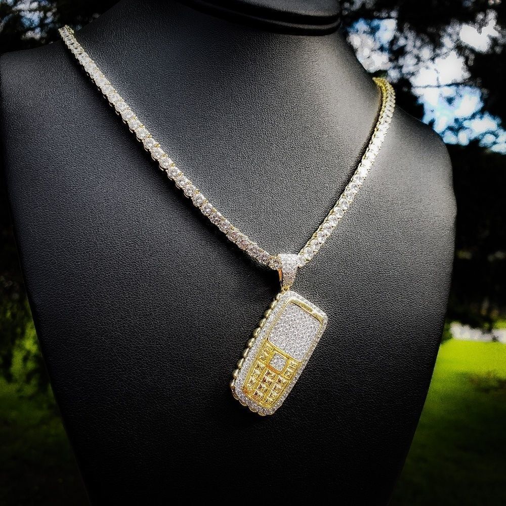 Lab Diamond Throwaway Phone Necklace Set - Picture 4 of 4